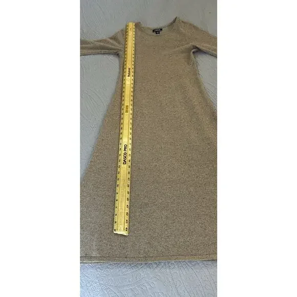 Lands End Sz XS ( 2-4) Brown Heathered wool silk blend 3/4 length slv maxi dress - Picture 9 of 10